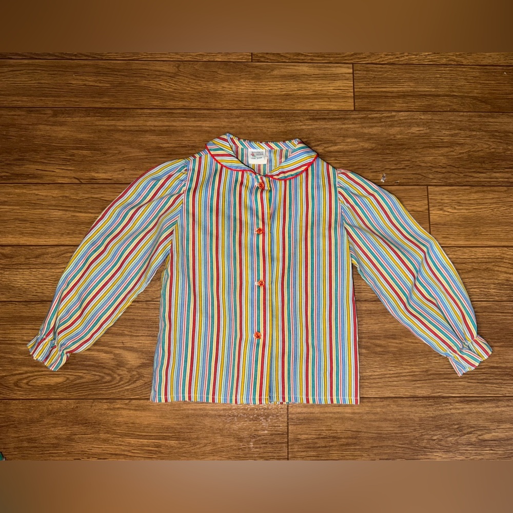 Vintage Rosebud Duds Colorful striped Collared button down Shirt 3T USA